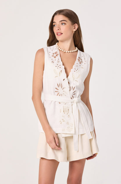 Greta Cutwork Embroidery Longline Vest