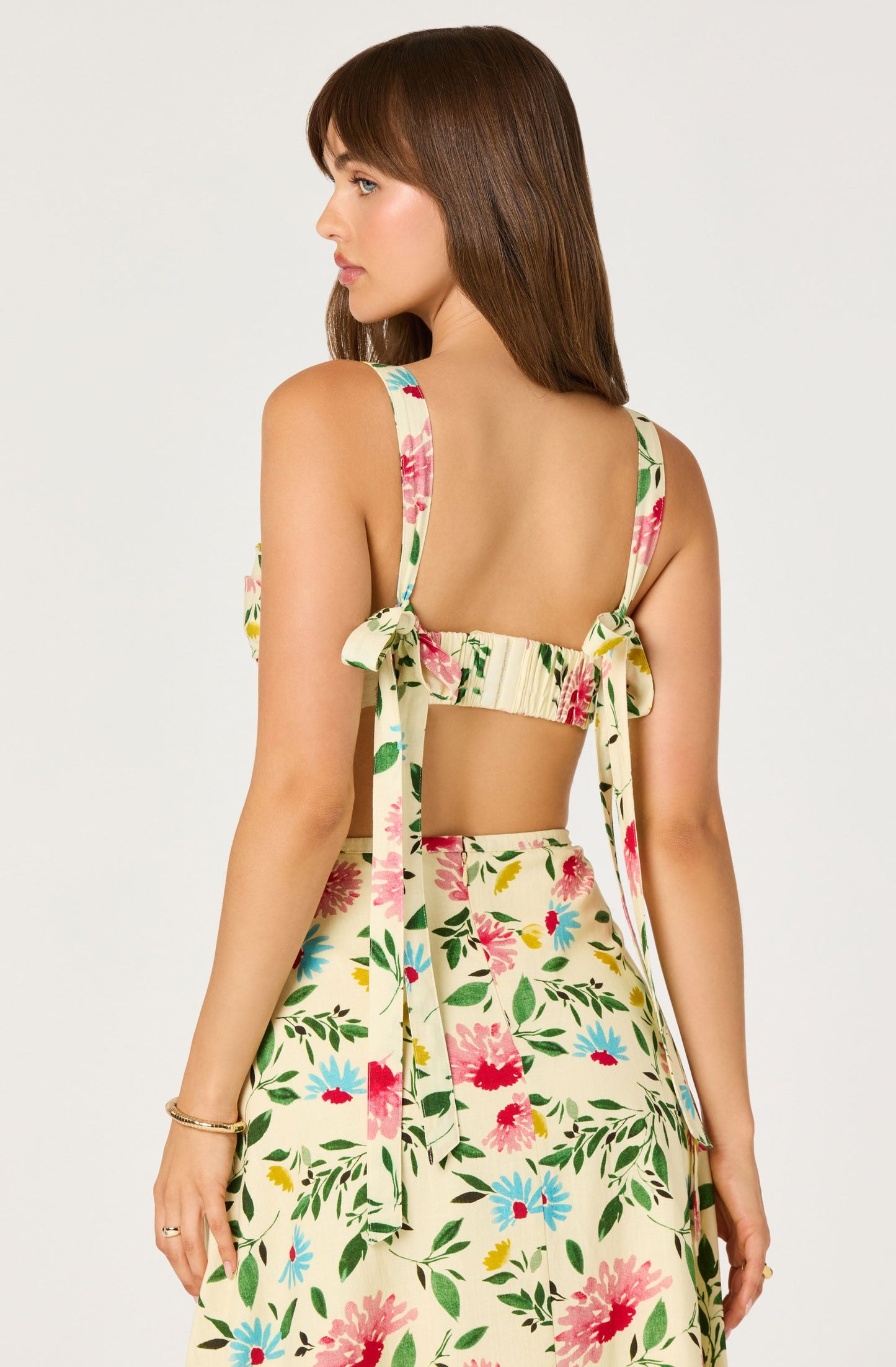 Myria Print Tie-Strap Cropped Bustier Top