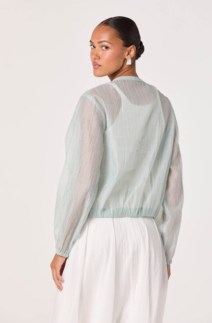 Aeva Sheer Chiffon Bomber Jacket