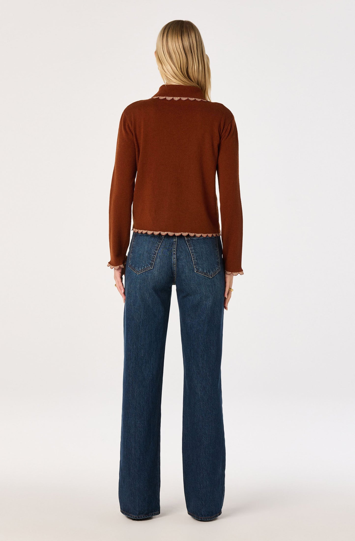 Keana Beaded Scallop-Trim Cardigan