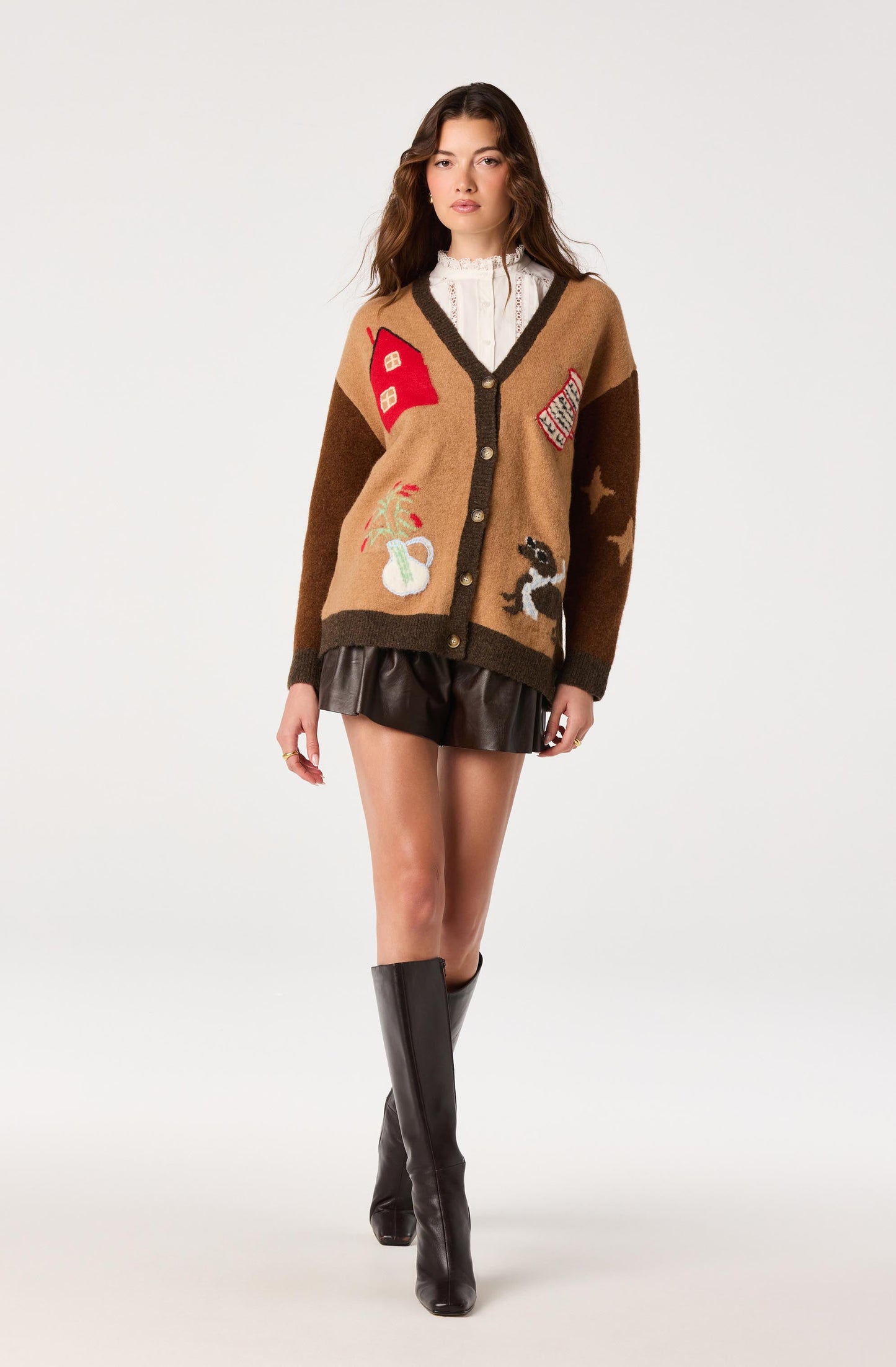 Rosalinda Intarsia Oversized Cardigan