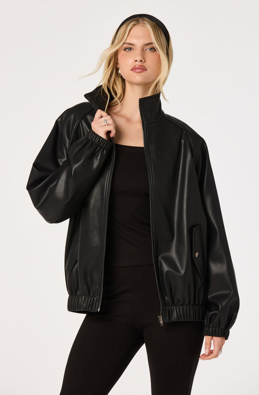 Shayna Faux Leather Bomber Jacket