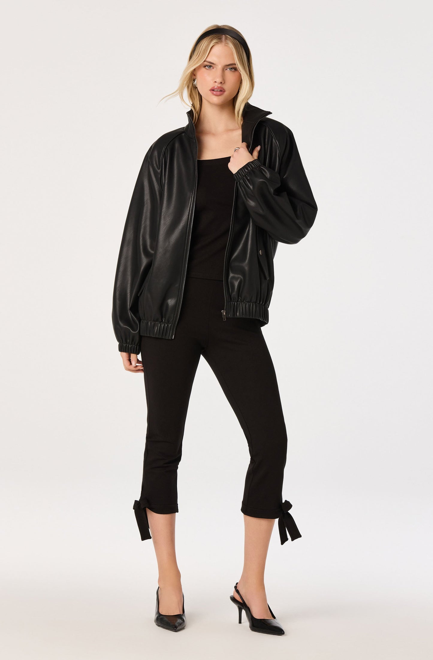 Shayna Faux Leather Bomber Jacket
