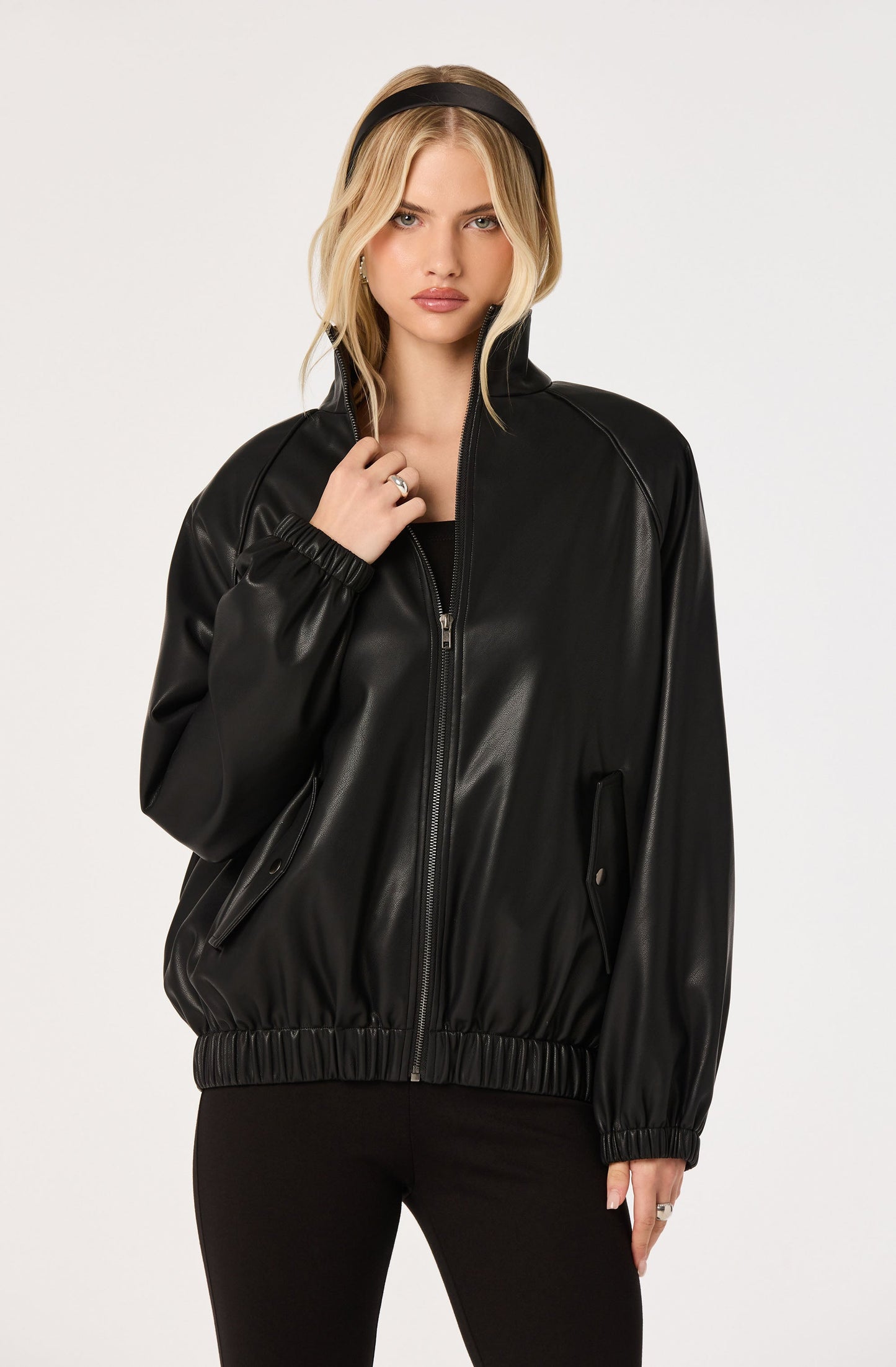 Shayna Faux Leather Bomber Jacket