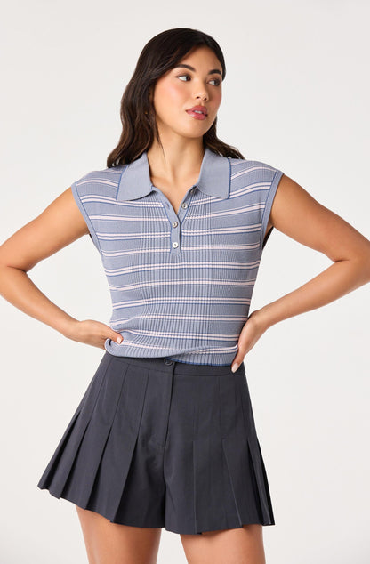 Kameryn Striped Ribbed Knit Polo