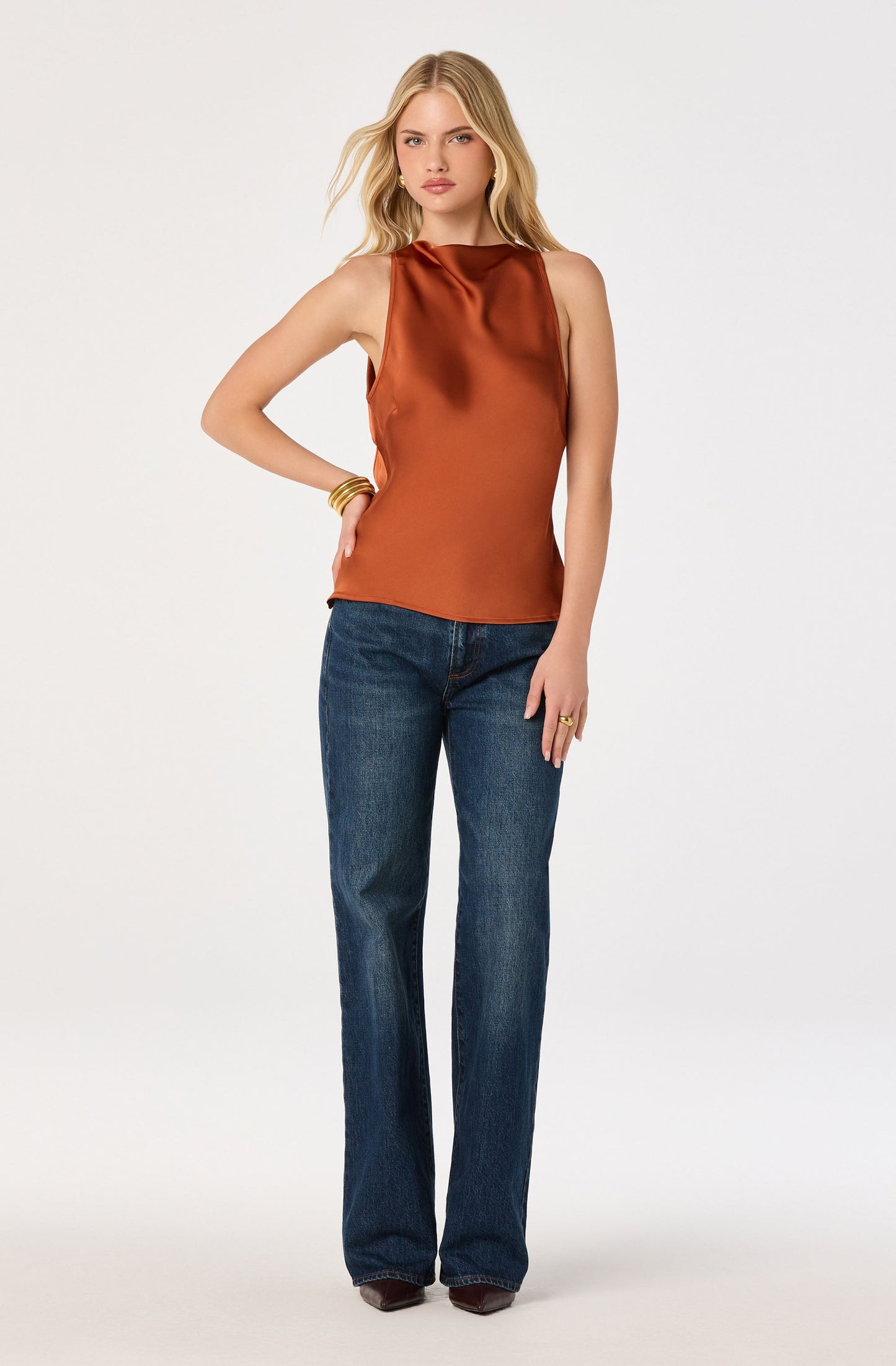 Shyann Cowl-Neck Halter Top