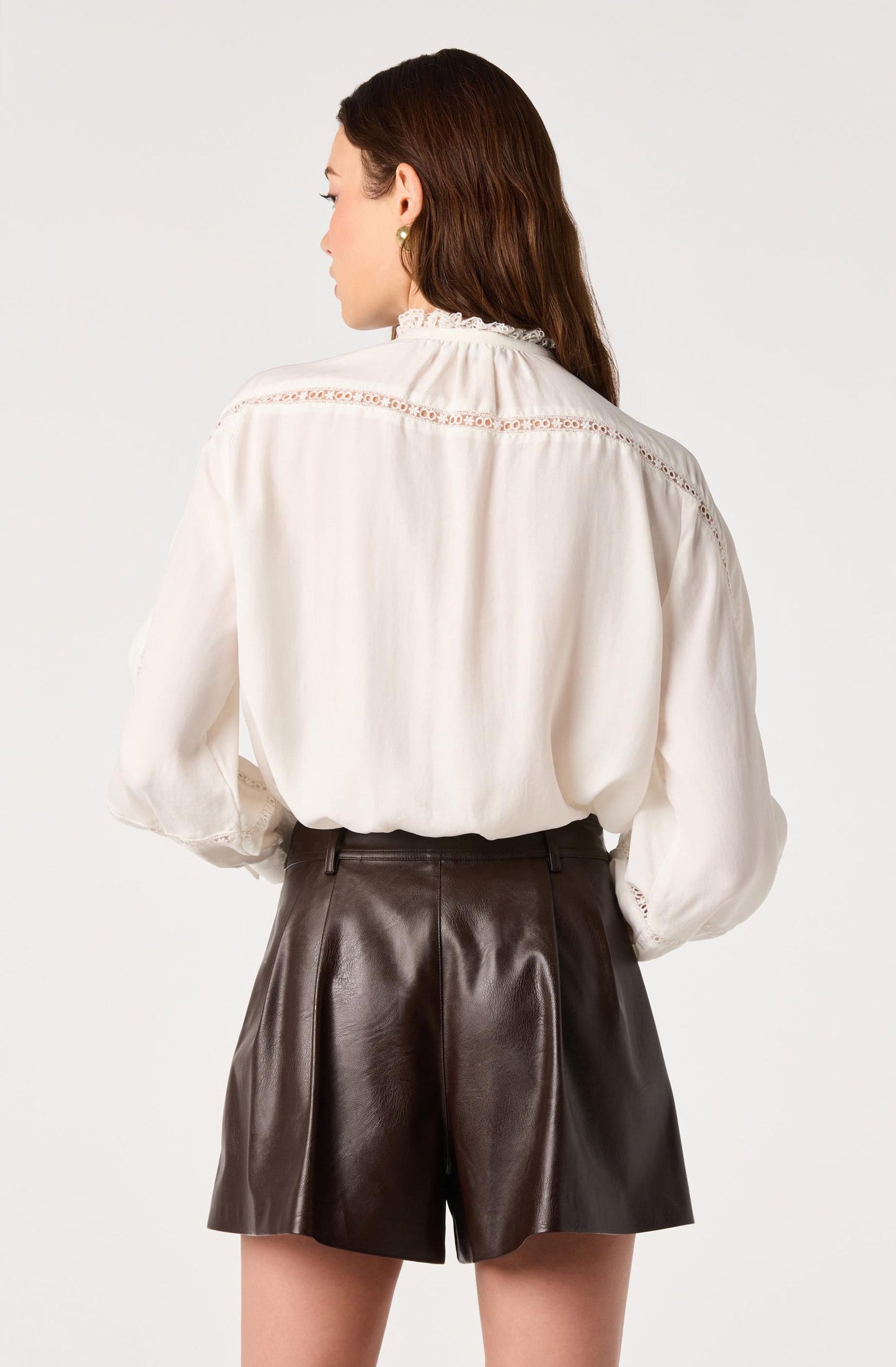 Edith Eyelet Lace-Trim Blouse