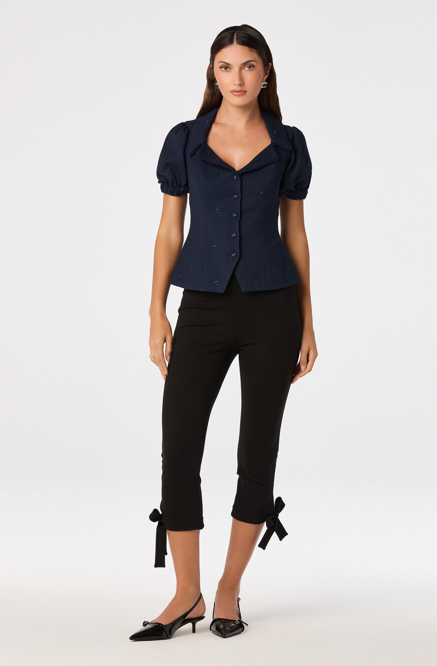 Anne Embroidered Fit-and-Flare Blouse