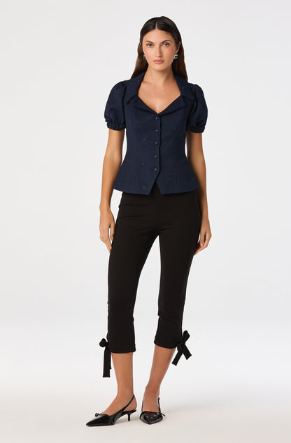 Anne Embroidered Fit-and-Flare Blouse