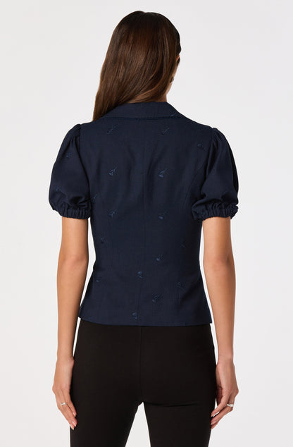 Anne Embroidered Fit-and-Flare Blouse