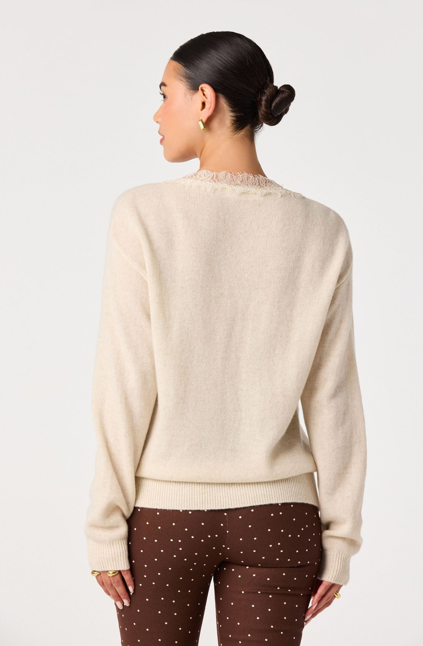 Jadyn Lace-Trim V-Neck Sweater