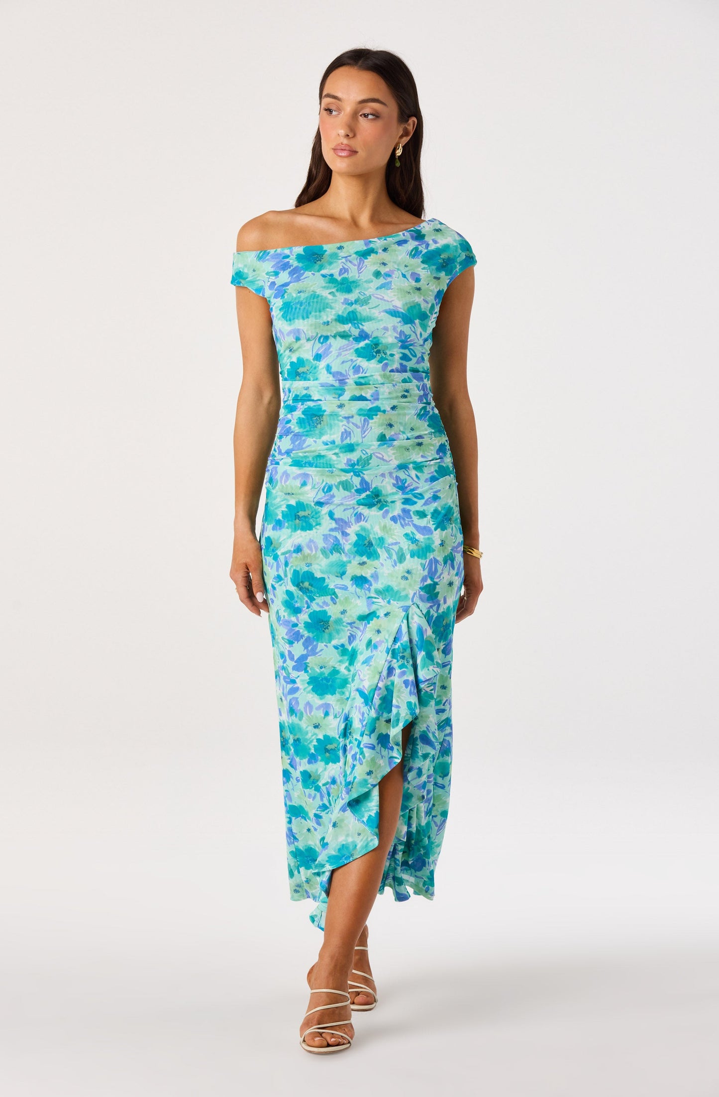 Off shoulder ruched dress
