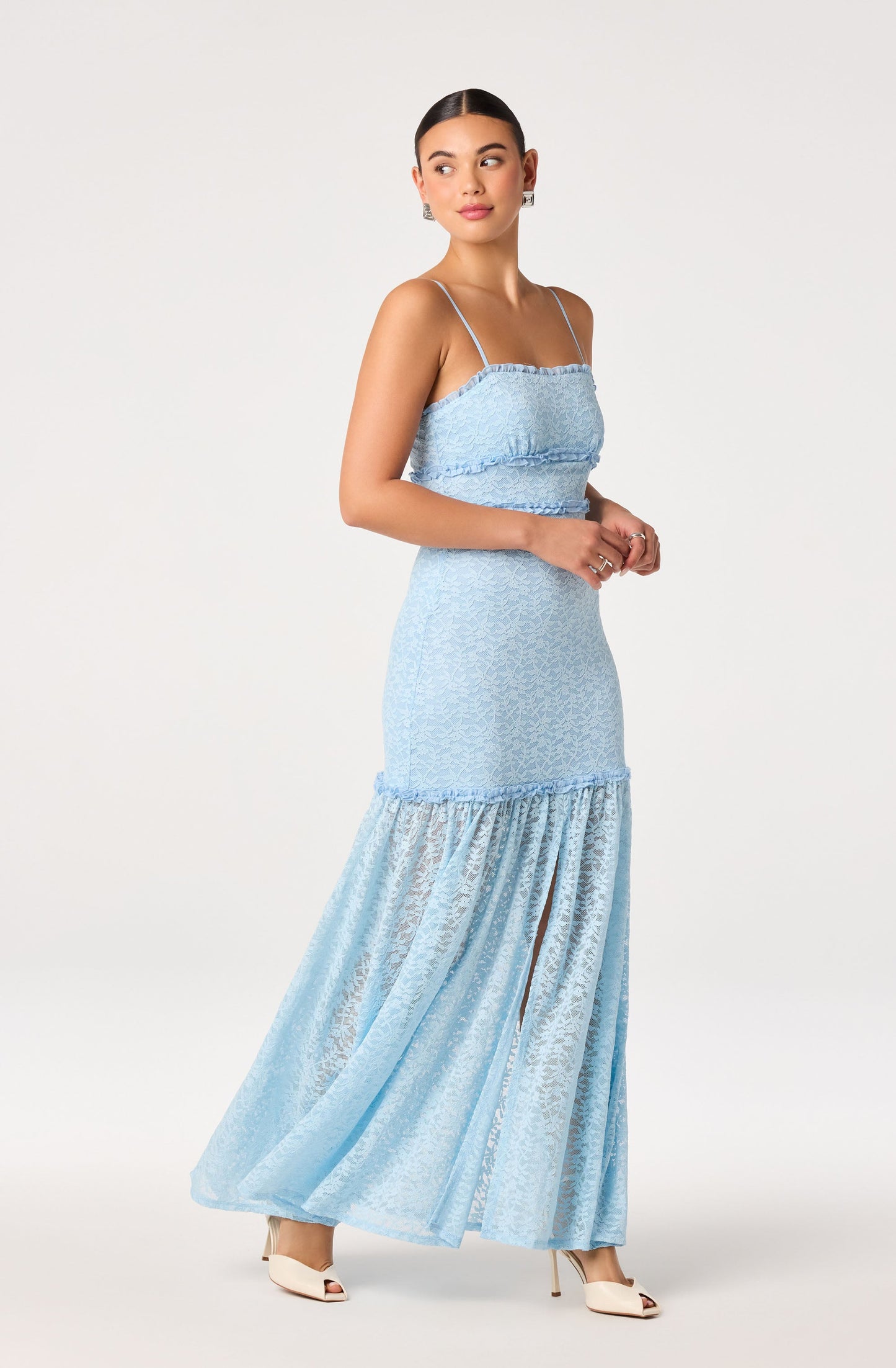 Ruffle Tiered Lace Maxi Dress