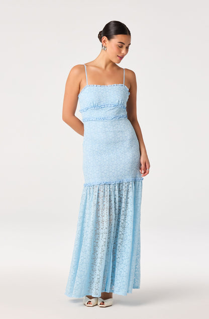 Ruffle Tiered Lace Maxi Dress