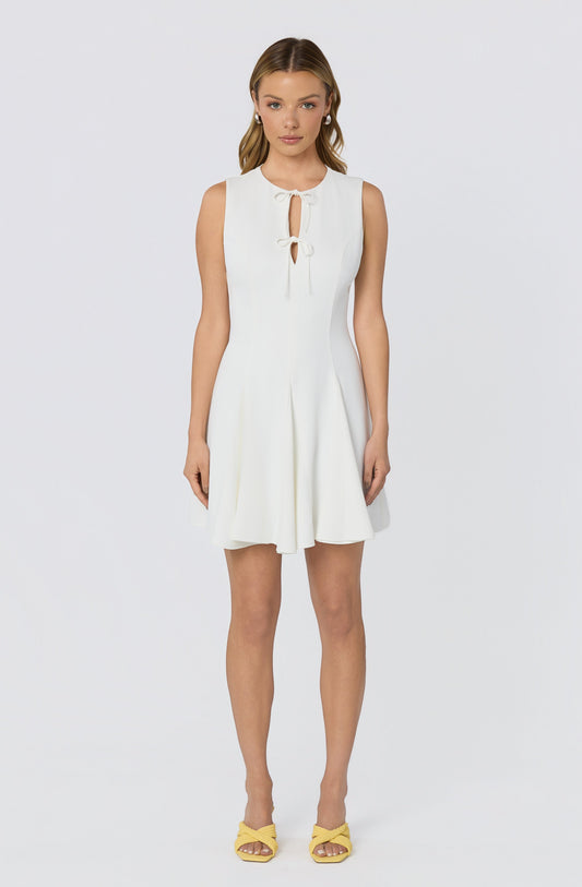 Tristan V-neck Self-Tie Godet Mini Dress