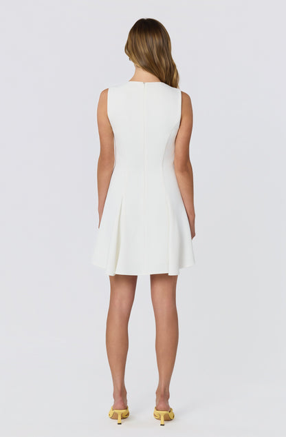 Tristan V-neck Self-Tie Godet Mini Dress