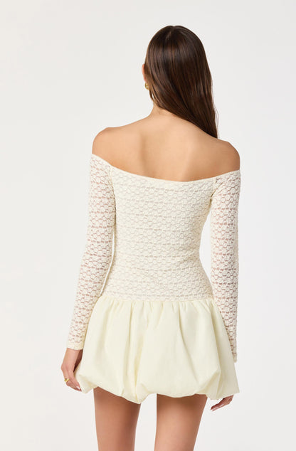Off Shoulder Mixed Media Dress