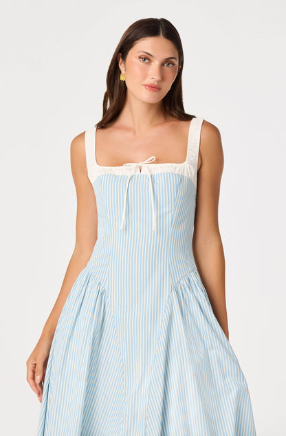 Hazel Striped Drop-Waist Midi Dress