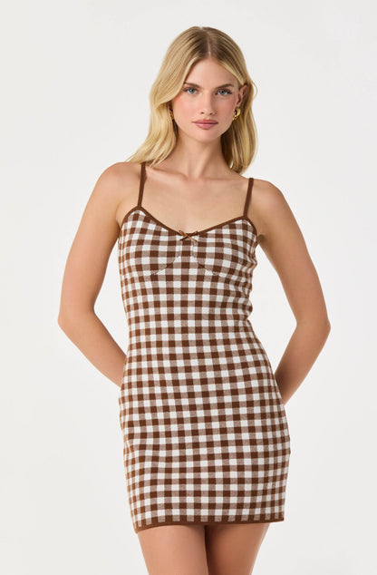 Gingham Mini Sweater Dress