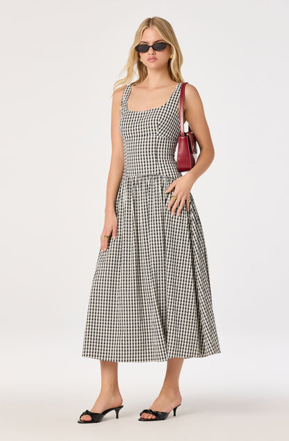 Cara Gingham Sleeveless Midi Dress