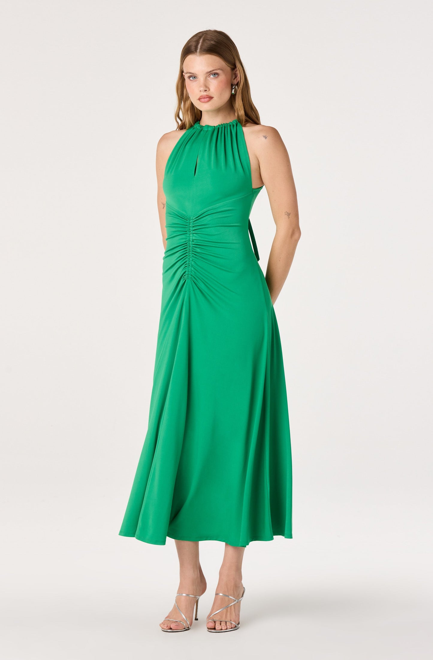 Mallory Ruched Halter Maxi Dress