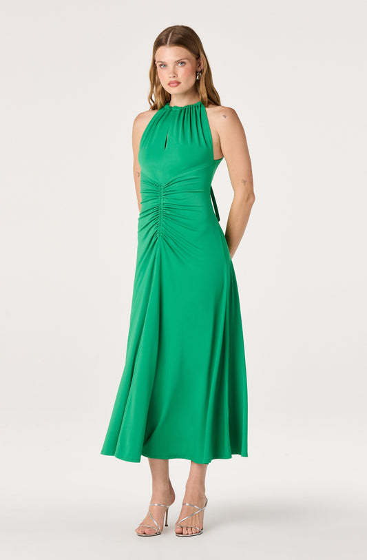 Mallory Ruched Halter Maxi Dress