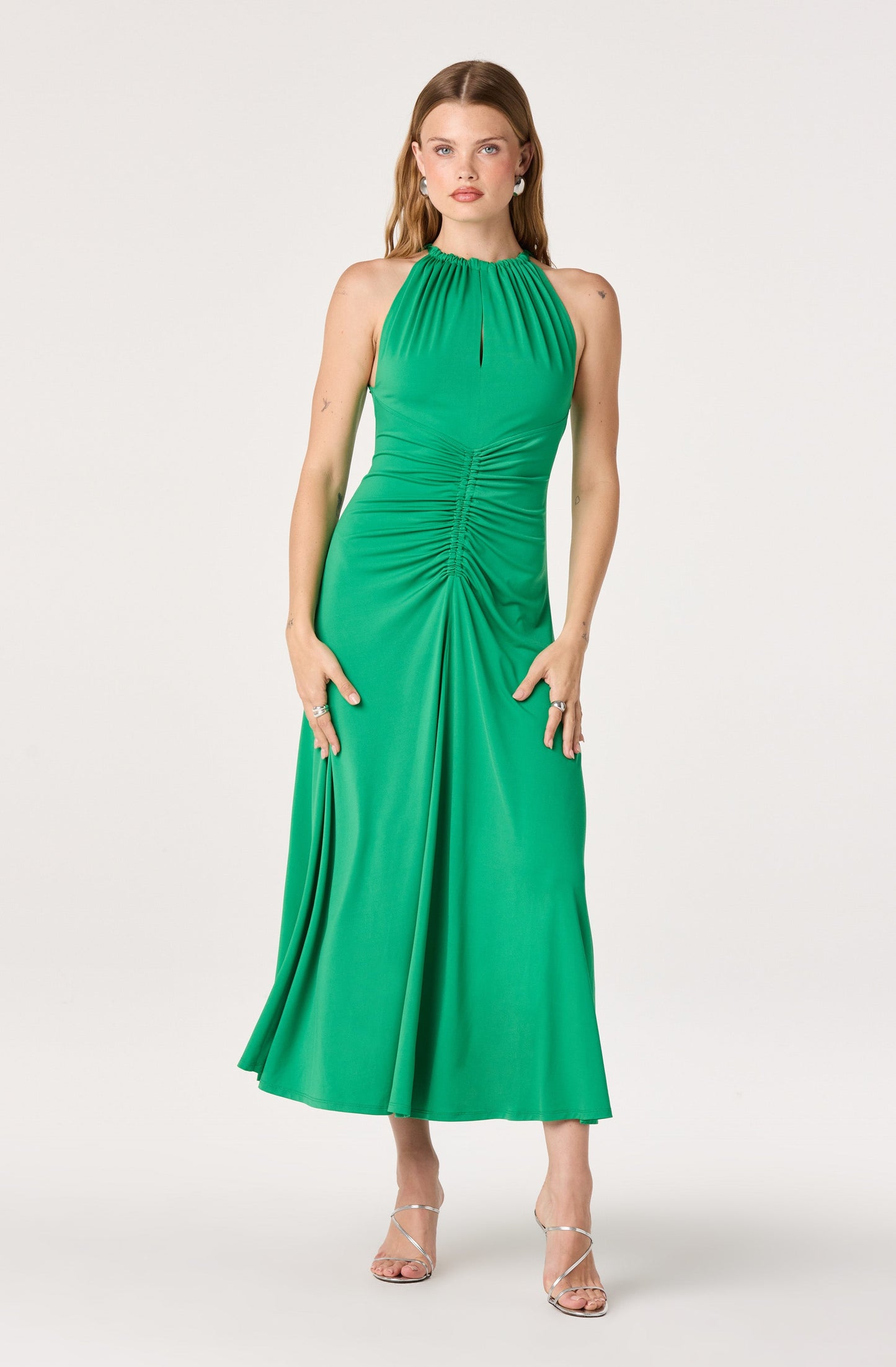Mallory Ruched Halter Maxi Dress