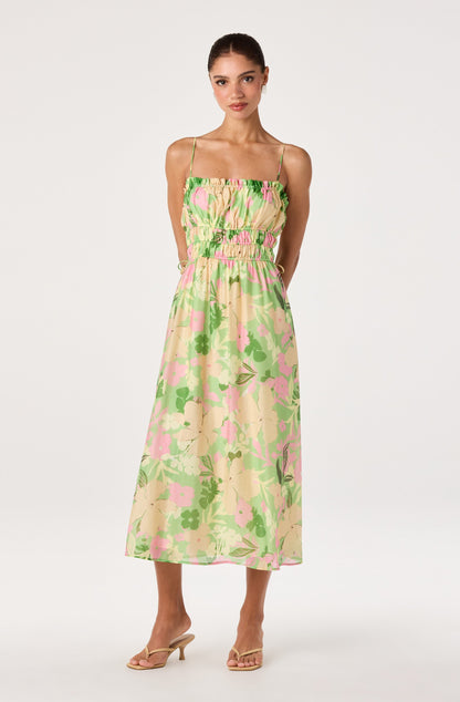 Maren Smocked Floral Midi Dress