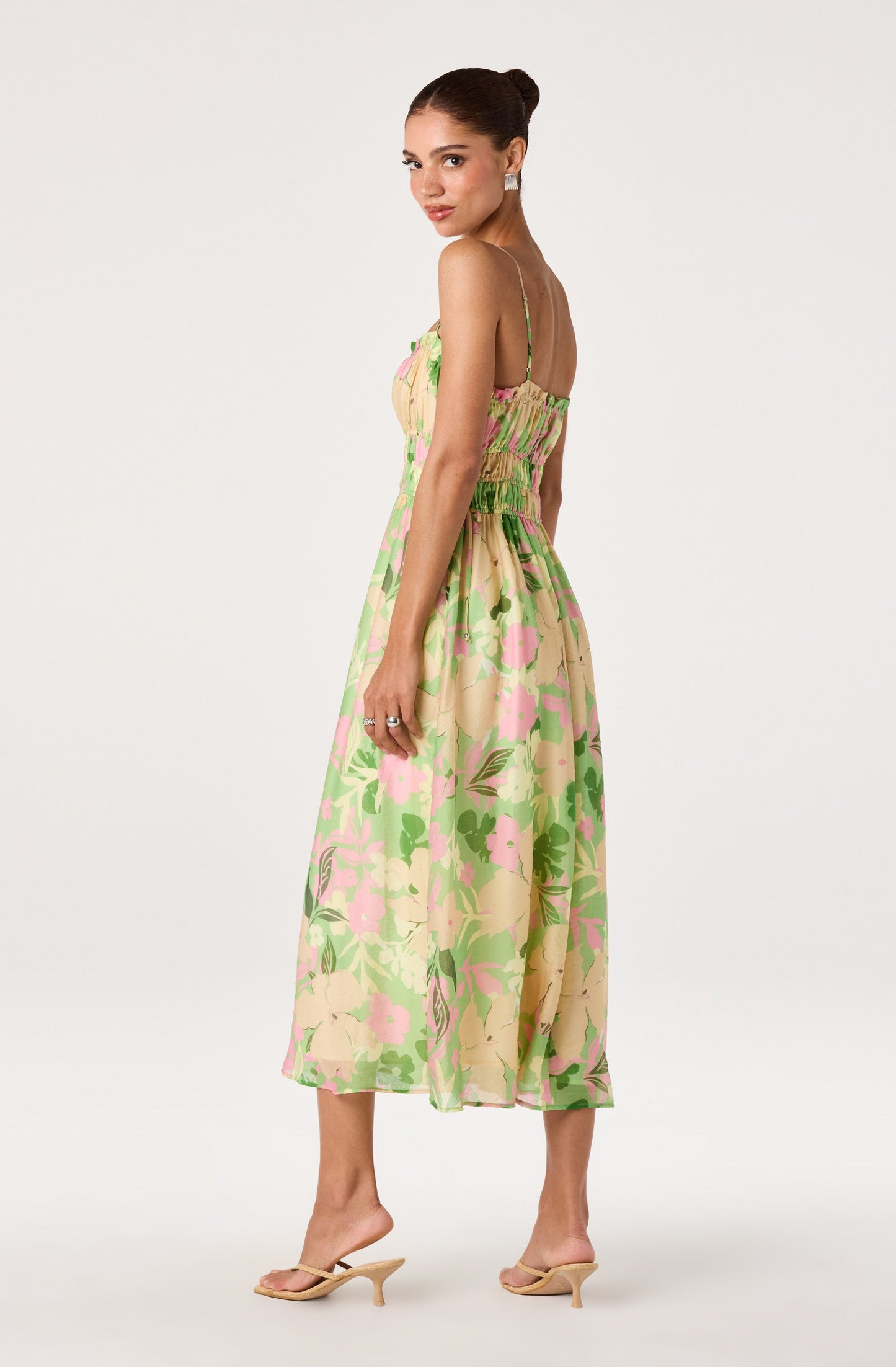 Maren Smocked Floral Midi Dress
