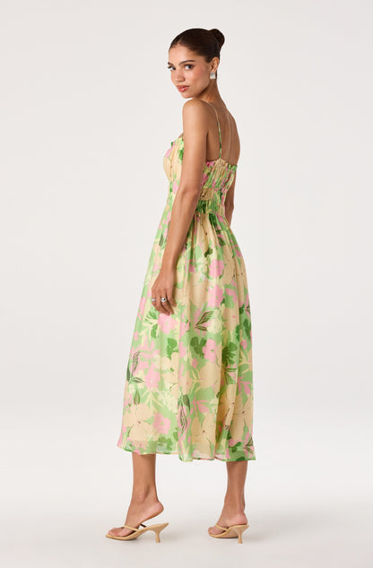Maren Smocked Floral Midi Dress