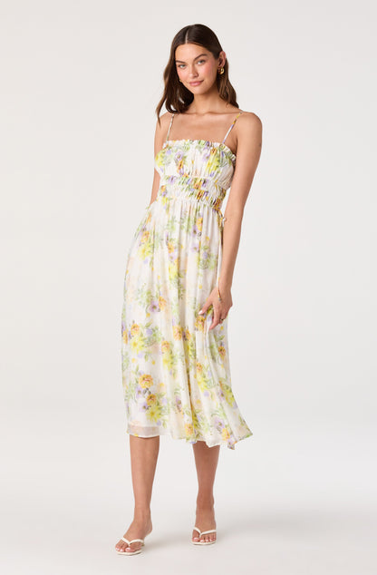 Maren Smocked Floral Midi Dress