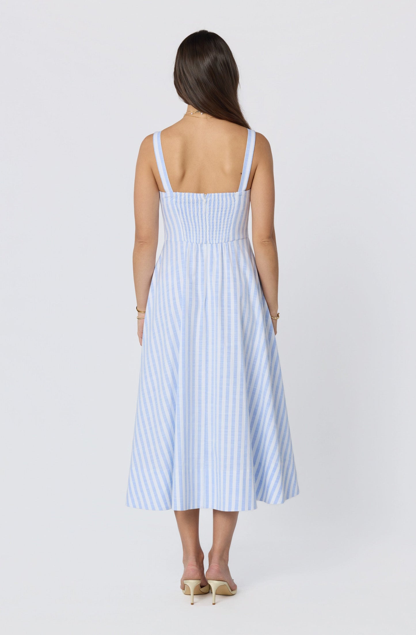 Isabela Striped Sweetheart Midi Dress
