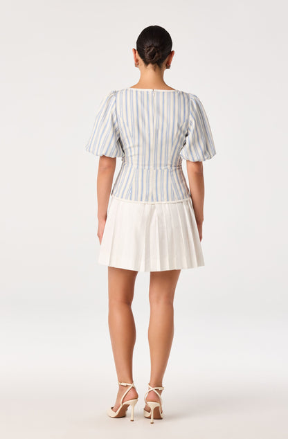 Brigitta Striped Puff Sleeve Mini Dress