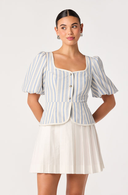Brigitta Striped Puff Sleeve Mini Dress