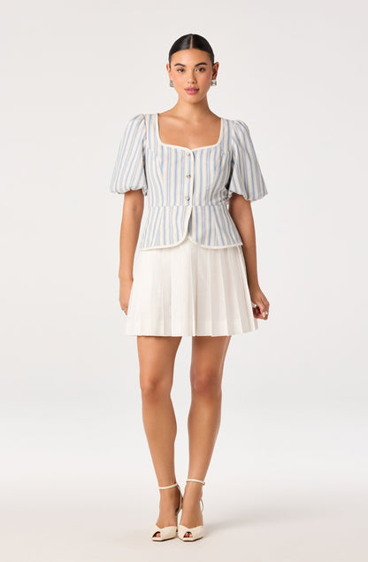 Brigitta Striped Puff Sleeve Mini Dress