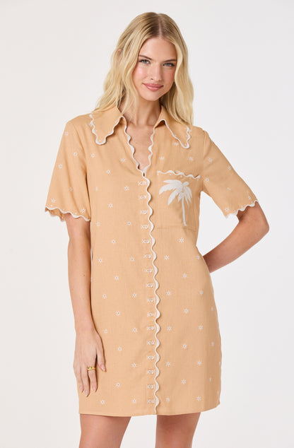 Noelle Eyelet Palm Tree Mini Dress