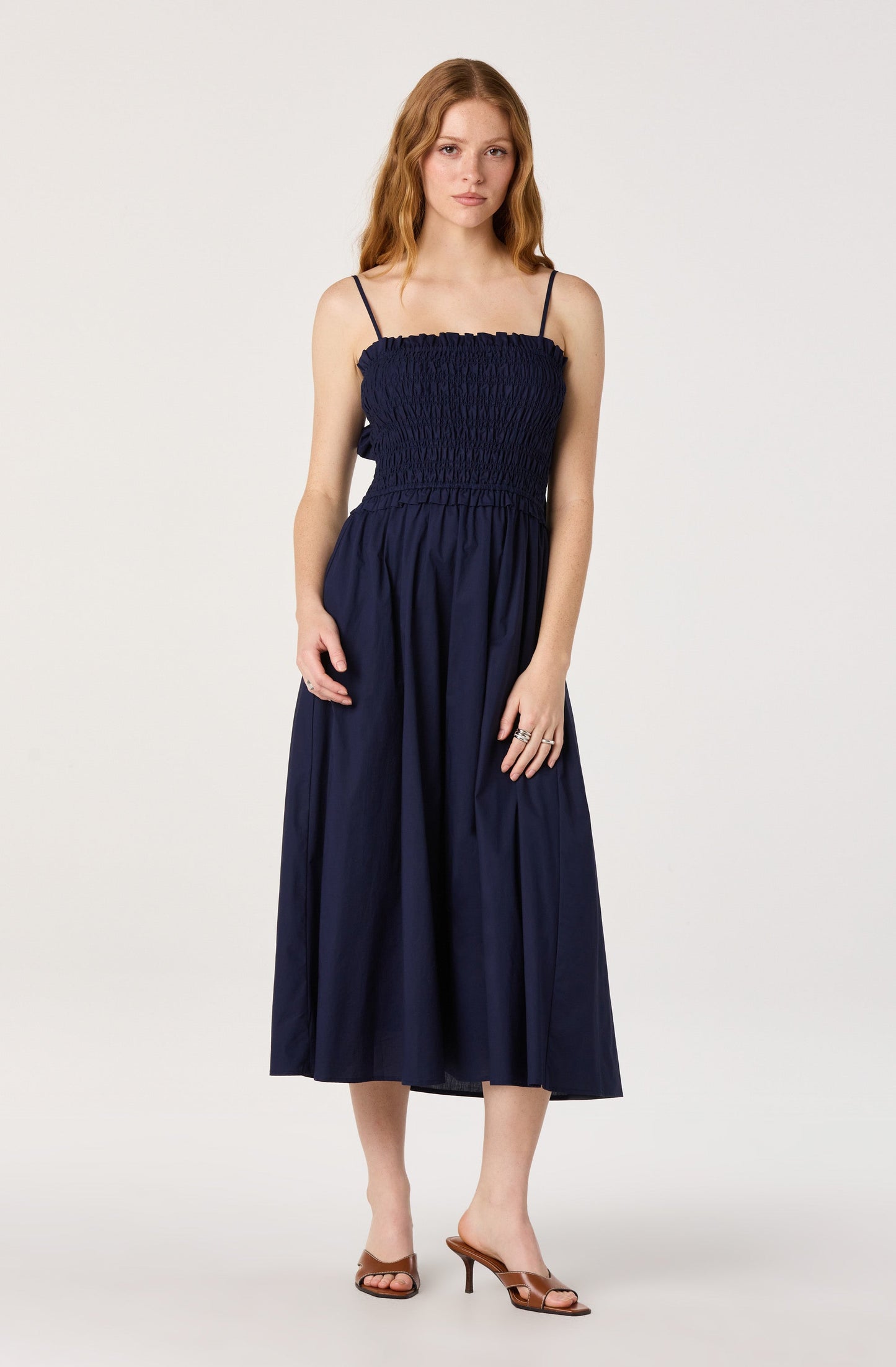 Harper Smocked A-Line Midi Dress