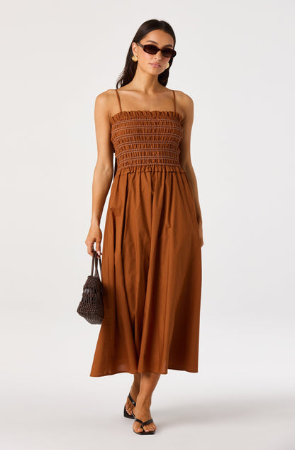 Harper Smocked A-Line Midi Dress