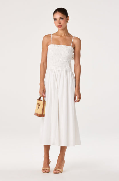 Harper Smocked A-Line Midi Dress