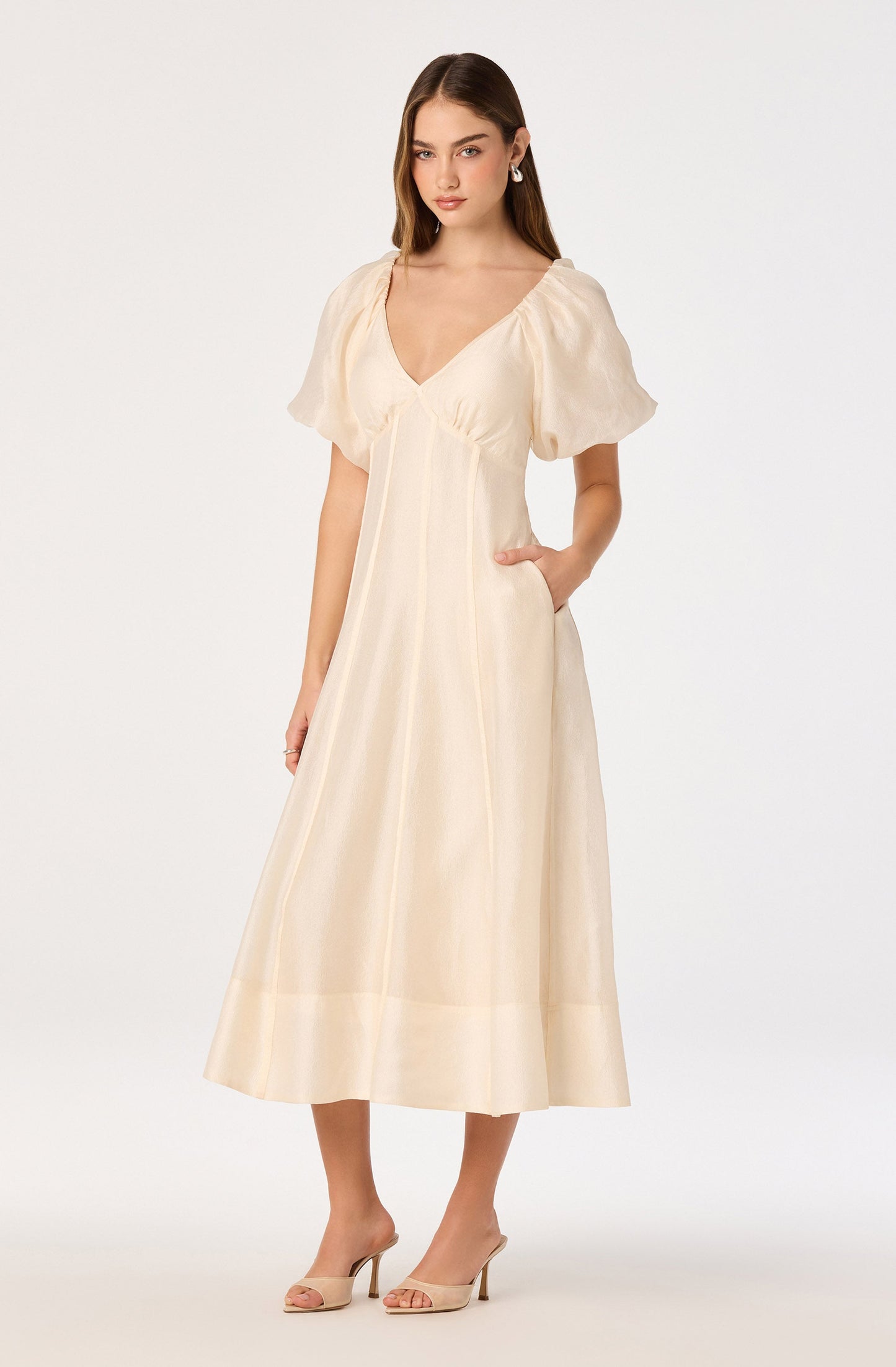 Kathaleya Puff Sleeve Midi Dress