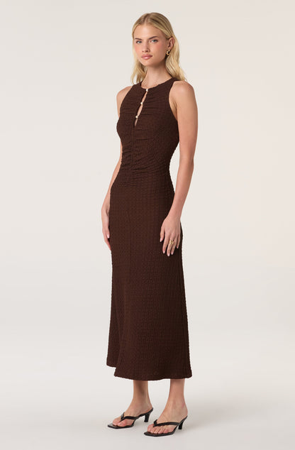Skyla Keyhole Ruched Maxi Dress