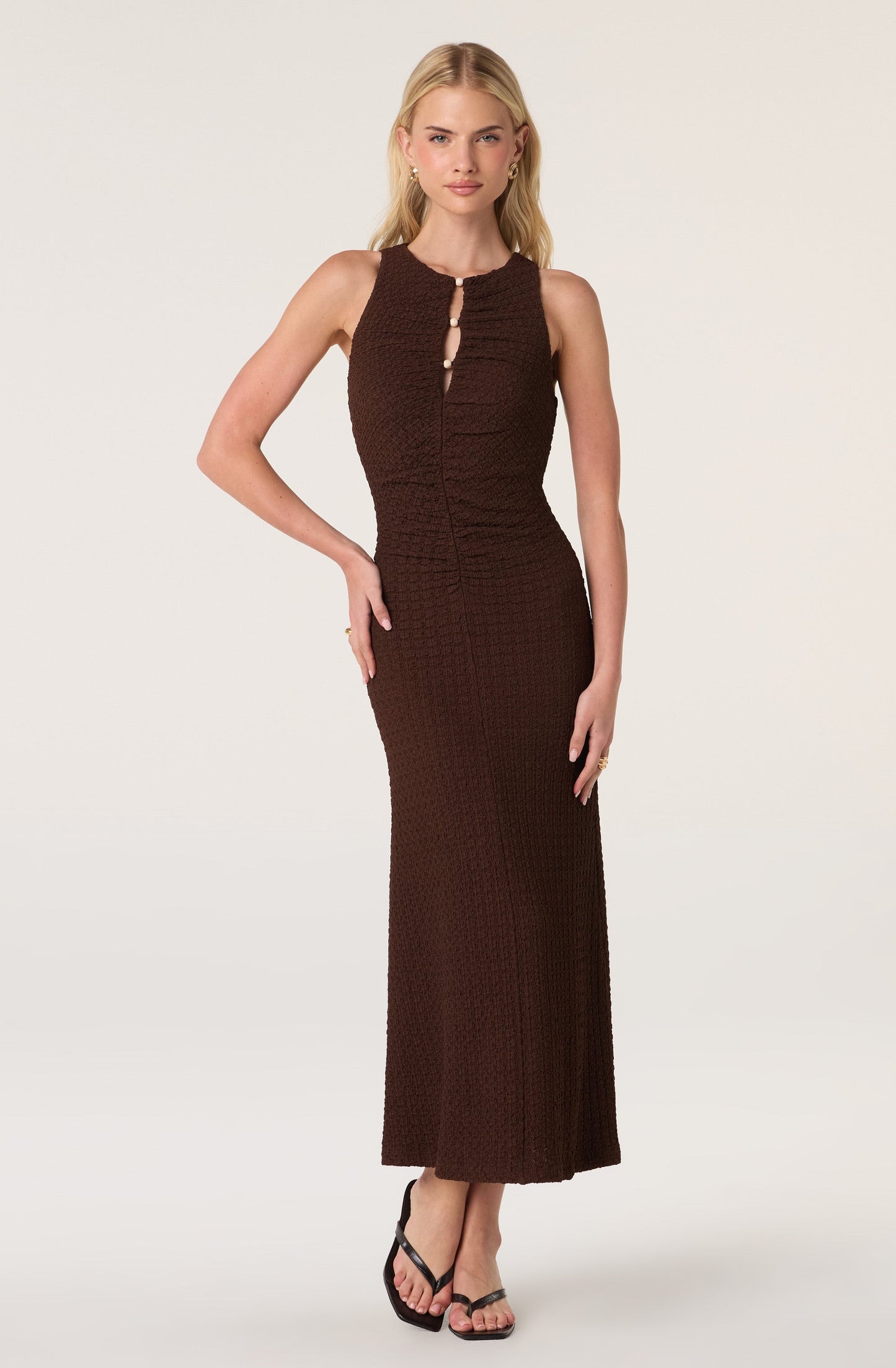 Skyla Keyhole Ruched Maxi Dress