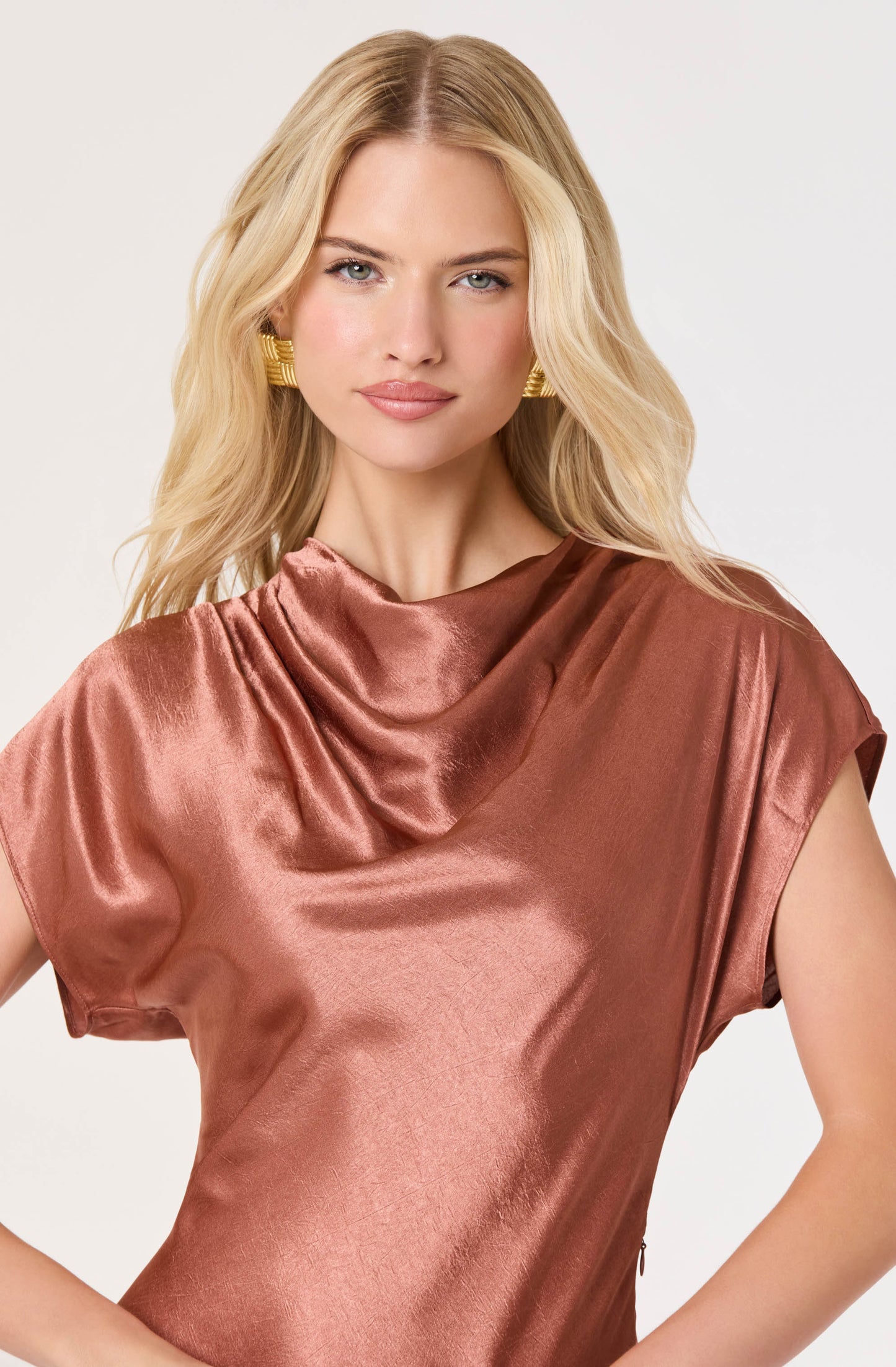 Sherrer Cowl Neck Satin Mini Dress