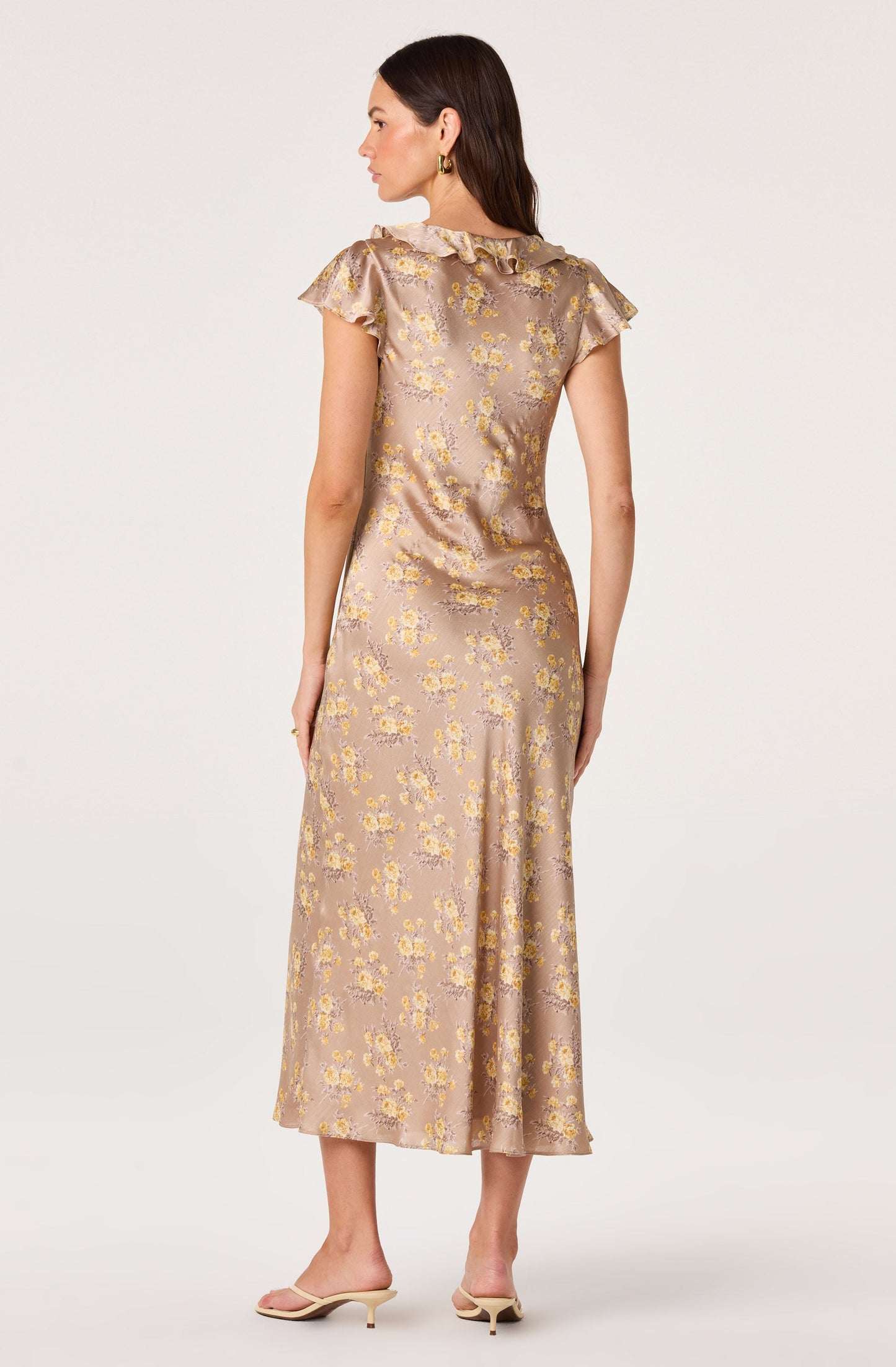 Nico Cap Sleeve Satin Midi Dress