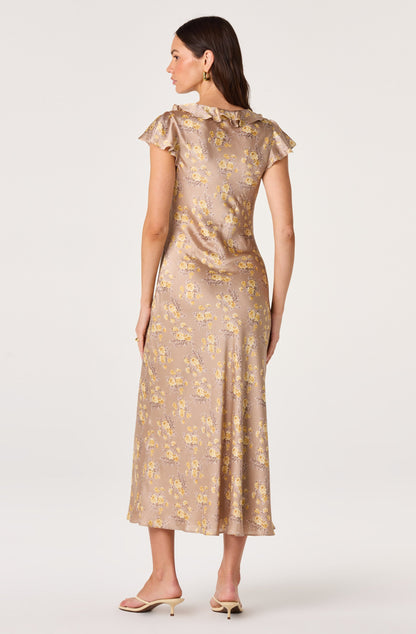 Nico Cap Sleeve Satin Midi Dress