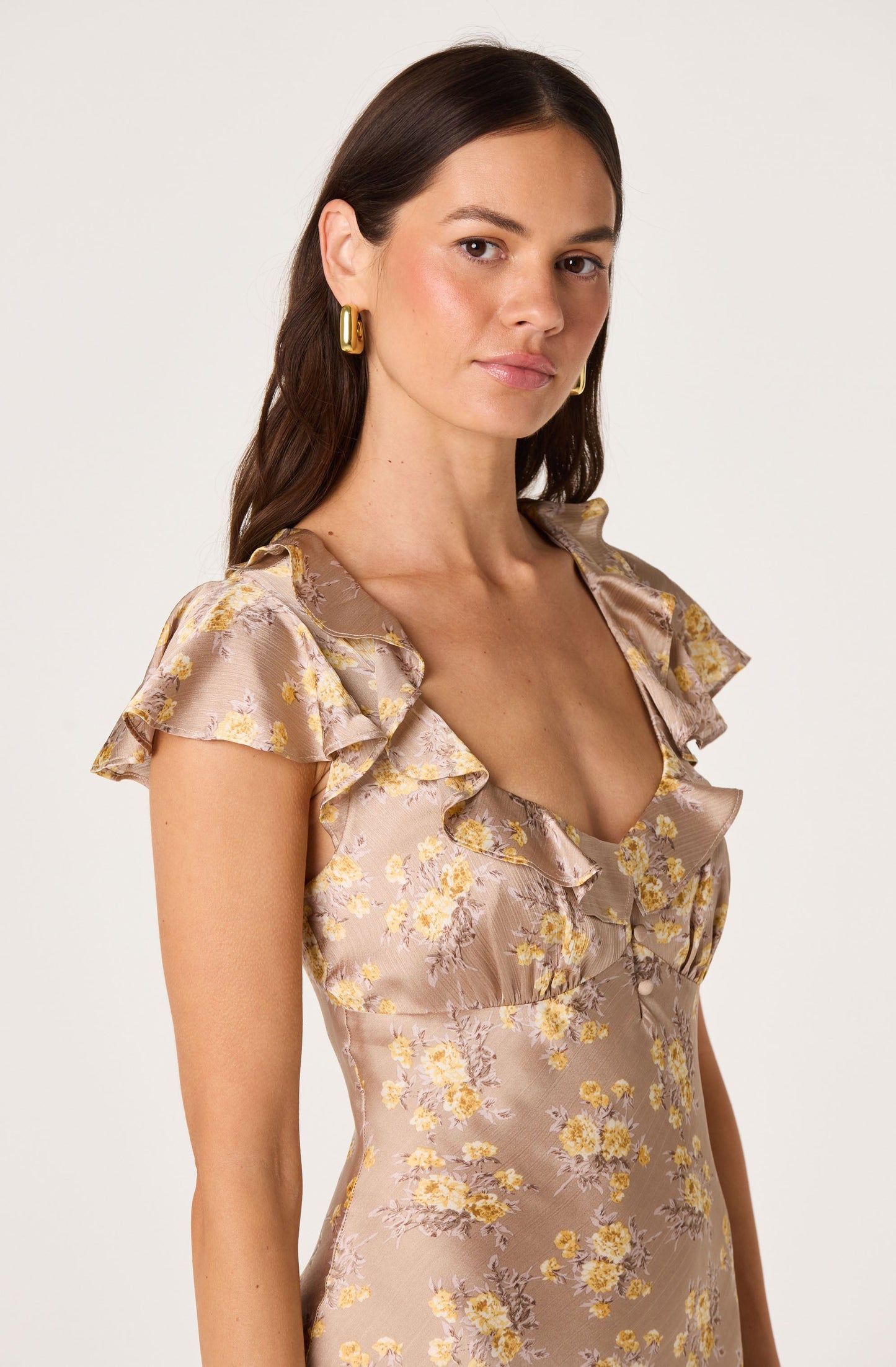 Nico Cap Sleeve Satin Midi Dress