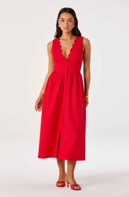 Cory V-Neck Button-Front Midi Dress