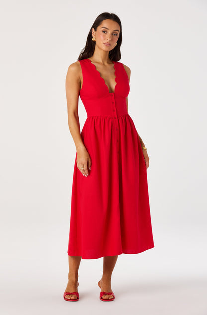 Cory V-Neck Button-Front Midi Dress
