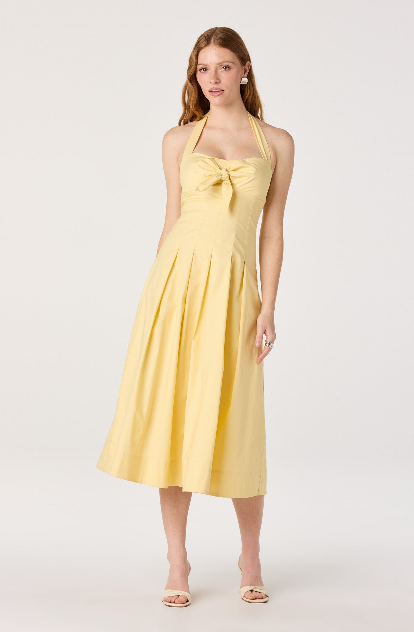 Janae Pleated Halter Midi Dress