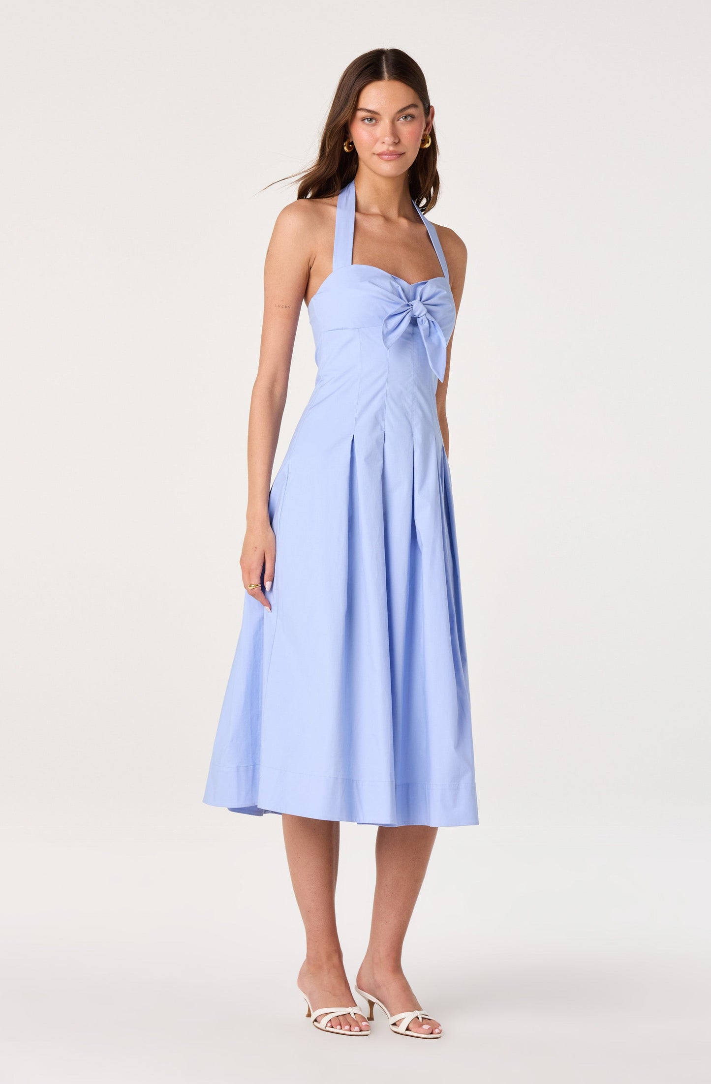 Janae Pleated Halter Midi Dress